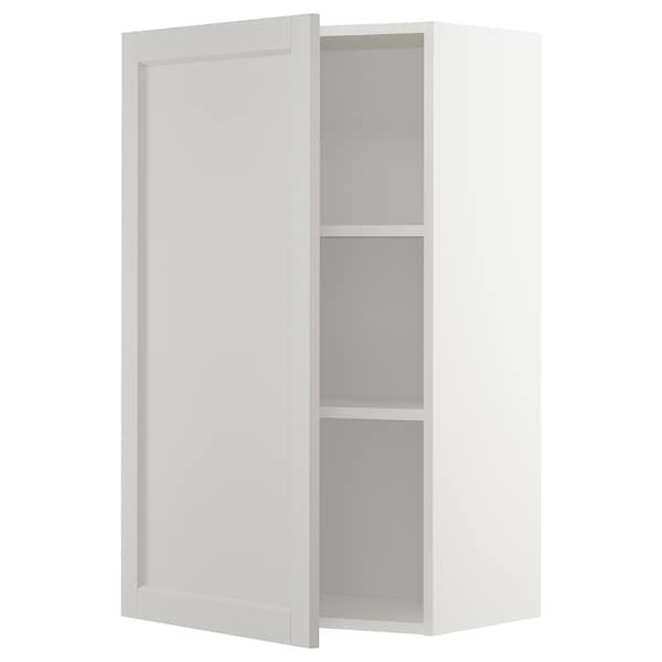 METOD - Wall cabinet with shelves, white/Lerhyttan light grey, 60x100 cm