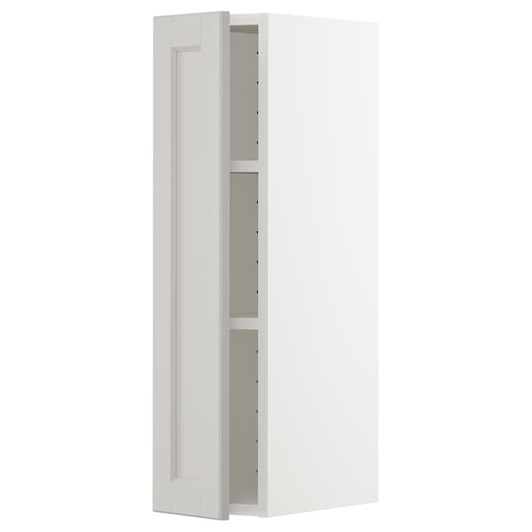 Ikea METOD - Wall cabinet with shelves, white/Lerhyttan light grey, 20x80 cm