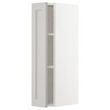 METOD wall cabinet with shelves, white/Lerhyttan light grey, 20x80 cm