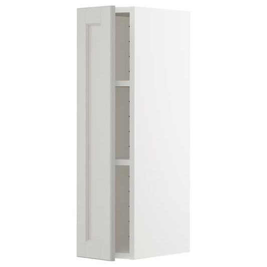 Ikea METOD - Wall cabinet with shelves, white/Lerhyttan light grey, 20x80 cm