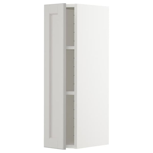 METOD - Wall cabinet with shelves, white/Lerhyttan light grey, 20x80 cm