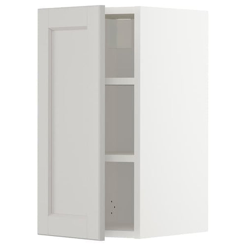 METOD wall cabinet with shelves, white/Lerhyttan light grey, 30x60 cm