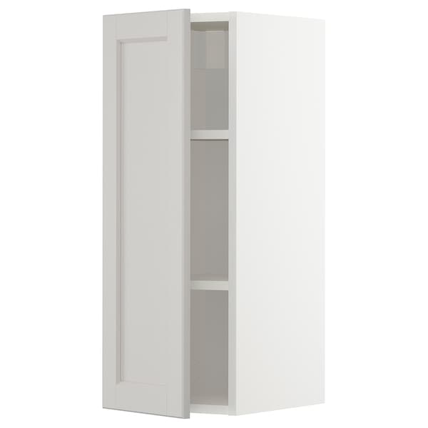 METOD - Wall cabinet with shelves, white/Lerhyttan light grey, 30x80 cm - best price from Maltashopper.com 19460501