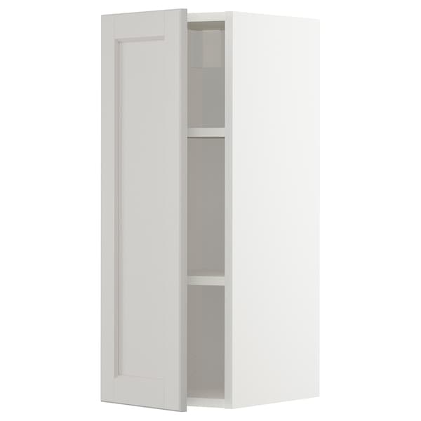 Ikea METOD - Wall cabinet with shelves, white/Lerhyttan light grey, 30x80 cm
