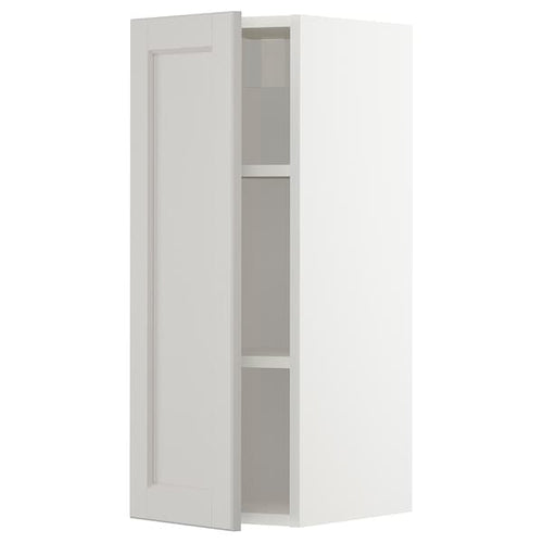 METOD - Wall cabinet with shelves, white/Lerhyttan light grey, 30x80 cm