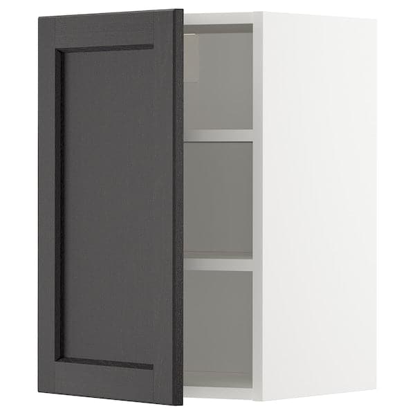 METOD - Wall cabinet with shelves, white/Lerhyttan black stained, 40x60 cm - best price from Maltashopper.com 29461468