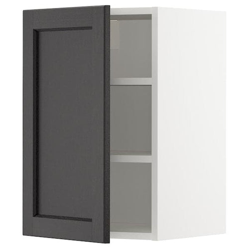 METOD - Wall cabinet with shelves, white/Lerhyttan black stained, 40x60 cm