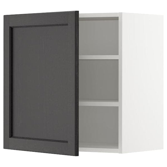 Ikea METOD - Wall cabinet with shelves, white/Lerhyttan black stained , 60x60 cm