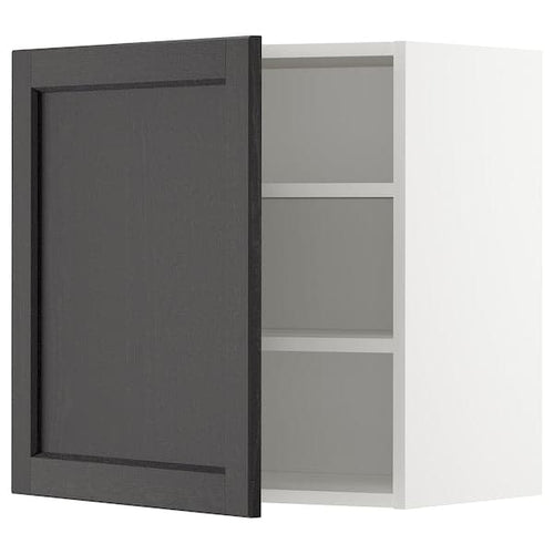 METOD - Wall cabinet with shelves, white/Lerhyttan black stained , 60x60 cm