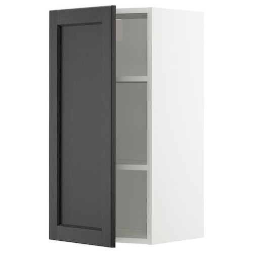 METOD - Wall cabinet with shelves, white/Lerhyttan black stained, 40x80 cm