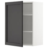 METOD wall cabinet with shelves, white/Lerhyttan black stained, 60x80 cm