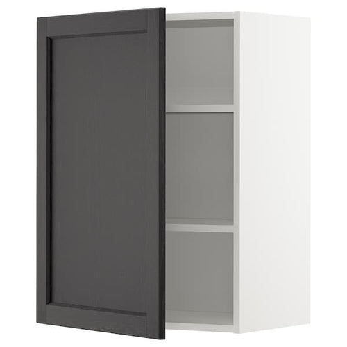 METOD - Wall cabinet with shelves, white/Lerhyttan black stained, 60x80 cm