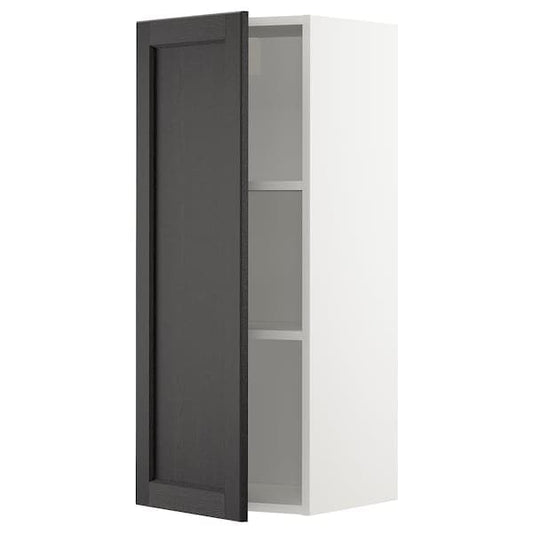 METOD - Wall cabinet with shelves, white/Lerhyttan black stained, 40x100 cm - best price from Maltashopper.com 89466566