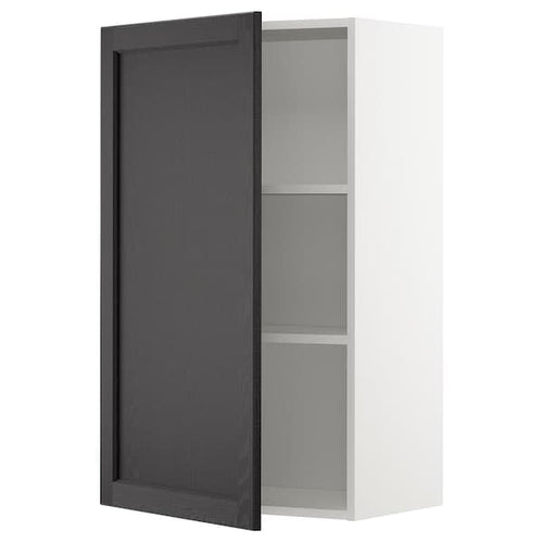 METOD - Wall cabinet with shelves, white/Lerhyttan black stained , 60x100 cm