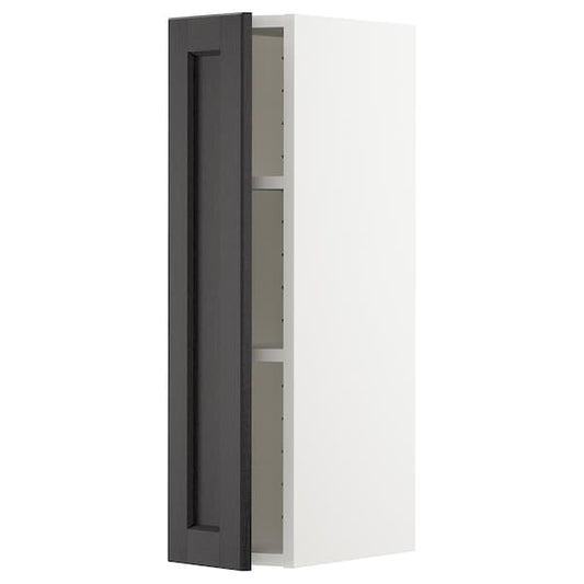 Ikea METOD - Wall cabinet with shelves, white/Lerhyttan black stained, 20x80 cm