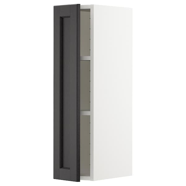 METOD - Wall cabinet with shelves, white/Lerhyttan black stained, 20x80 cm