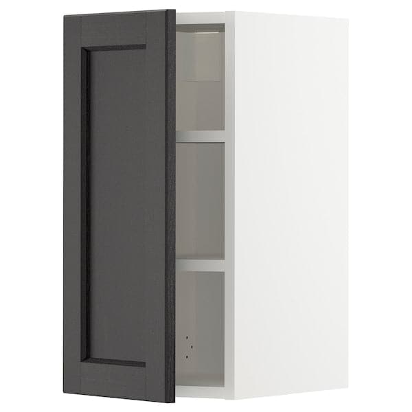 METOD - Wall cabinet with shelves, white/Lerhyttan black stained , 30x60 cm