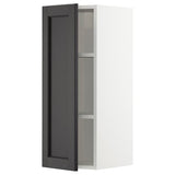 METOD wall cabinet with shelves, white/Lerhyttan black stained, 30x80 cm