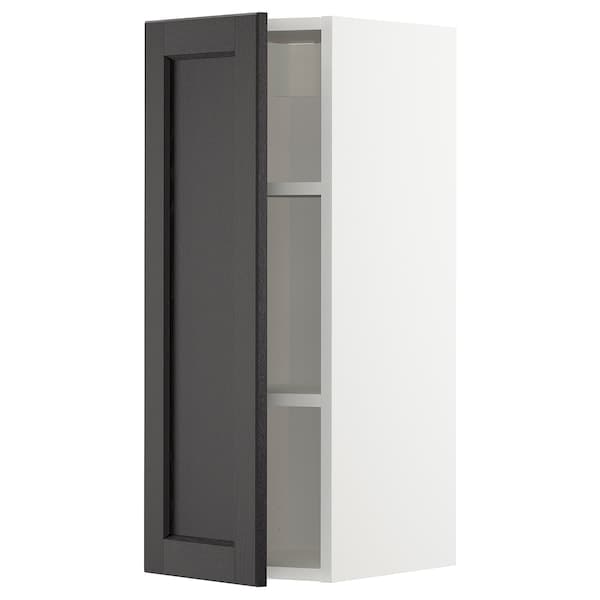 Ikea METOD - Wall cabinet with shelves, white/Lerhyttan black stained, 30x80 cm