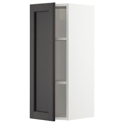 METOD - METOD Wall cabinet with shelves, white/Lerhyttan black stained, 30x80 cm