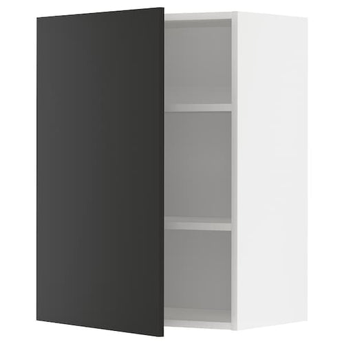 METOD - Wall cabinet with shelves, white/Nickebo matt anthracite, 60x80 cm