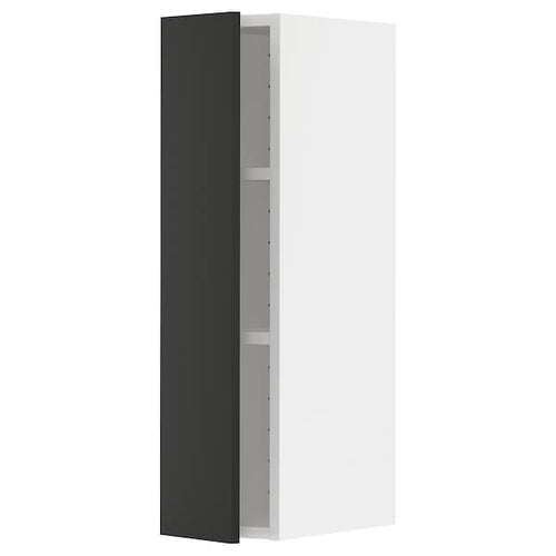 METOD - Wall cabinet with shelves, white/Nickebo matt anthracite, 20x80 cm