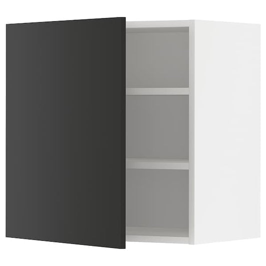 Ikea METOD - Wall cabinet with shelves, white/Nickebo matt anthracite, 60x60 cm