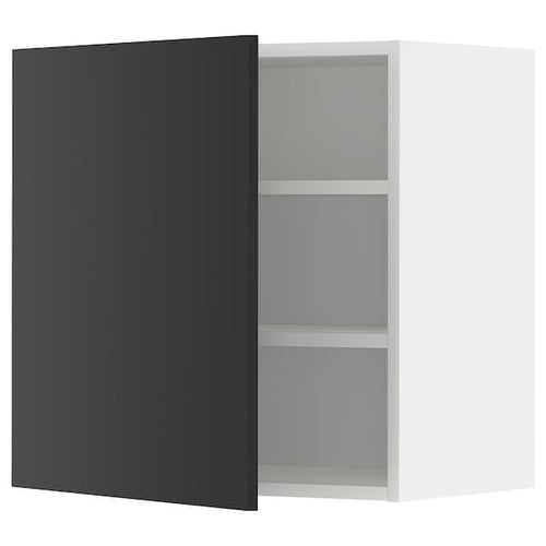 METOD - Wall cabinet with shelves, white/Nickebo matt anthracite, 60x60 cm