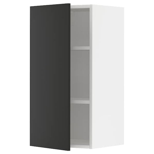 METOD - Wall cabinet with shelves, white/Nickebo matt anthracite, 40x80 cm