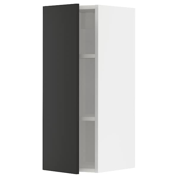 Ikea METOD - Wall cabinet with shelves, white/Nickebo matt anthracite , 30x80 cm