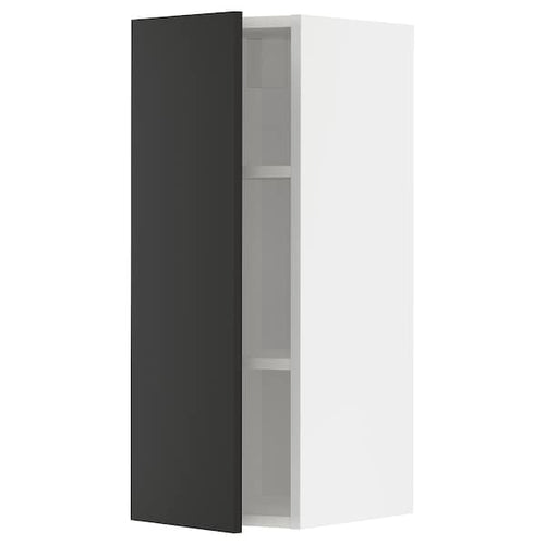 METOD - Wall cabinet with shelves, white/Nickebo matt anthracite , 30x80 cm