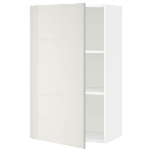 METOD wall cabinet with shelves, white/Ringhult light grey, 60x100 cm