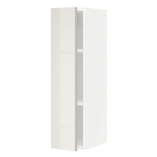 METOD - Wall cabinet with shelves, white/Ringhult light grey, 20x80 cm