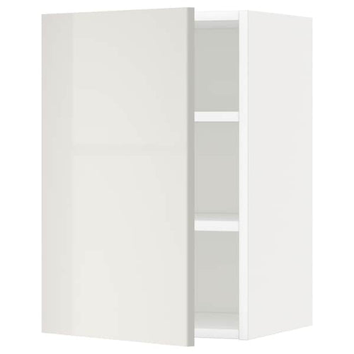 METOD - Wall cabinet with shelves, white/Ringhult light grey, 40x60 cm