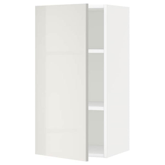 Ikea METOD - Wall cabinet with shelves, white/Ringhult light grey, 40x80 cm