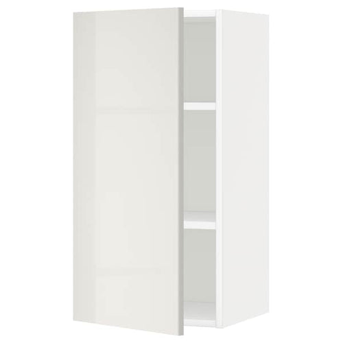 METOD - Wall cabinet with shelves, white/Ringhult light grey, 40x80 cm
