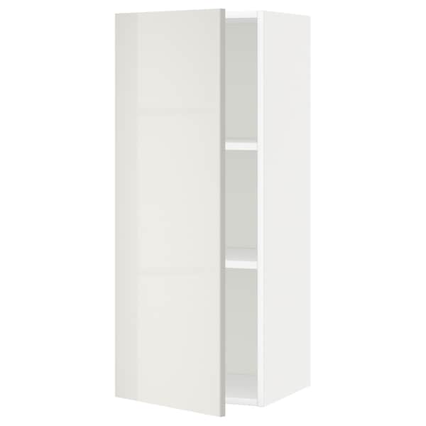 METOD - Wall cabinet with shelves, white/Ringhult light grey, 40x100 cm - best price from Maltashopper.com 39460699