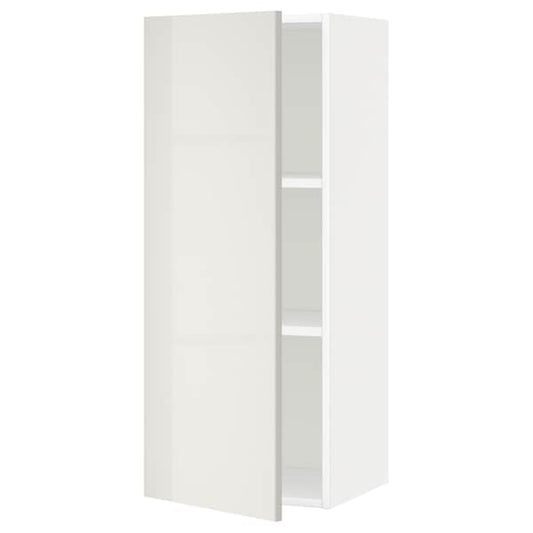 METOD - Wall cabinet with shelves, white/Ringhult light grey, 40x100 cm - best price from Maltashopper.com 39460699