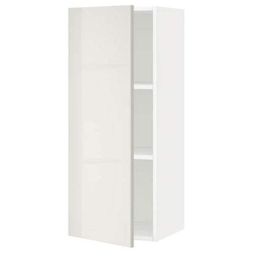 METOD - Wall cabinet with shelves, white/Ringhult light grey, 40x100 cm