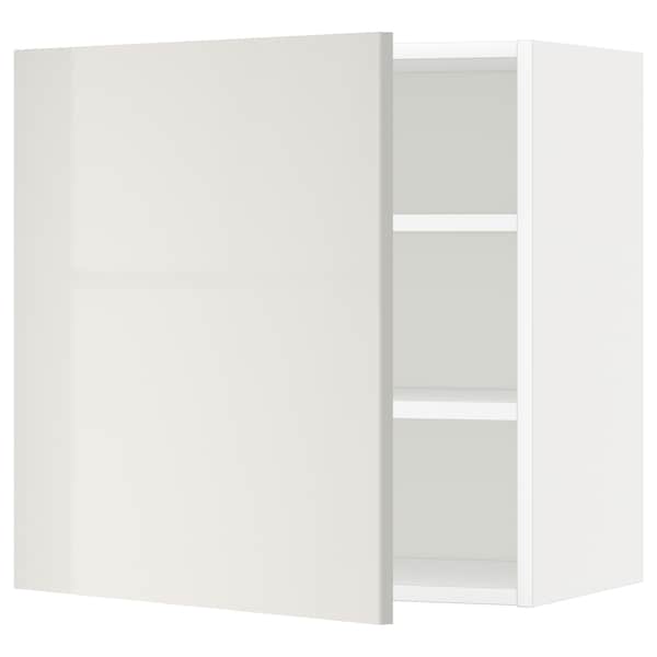 METOD - Wall cabinet with shelves, white/Ringhult light grey, 60x60 cm - best price from Maltashopper.com 29461920