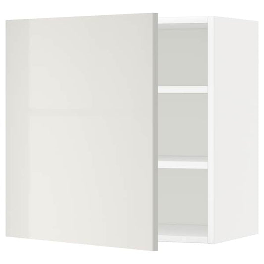 Ikea METOD - Wall cabinet with shelves, white/Ringhult light grey, 60x60 cm