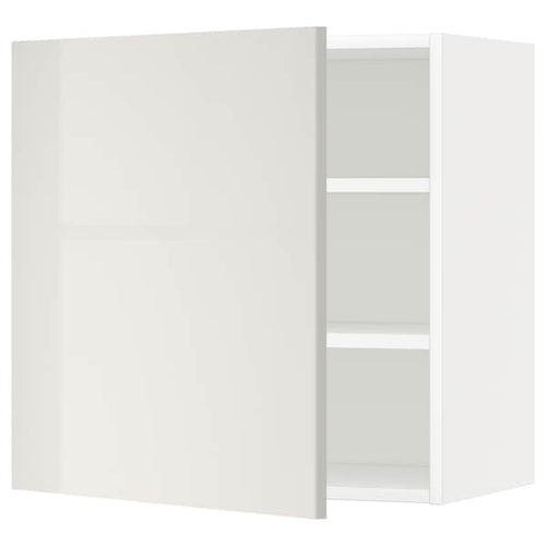 METOD - Wall cabinet with shelves, white/Ringhult light grey, 60x60 cm