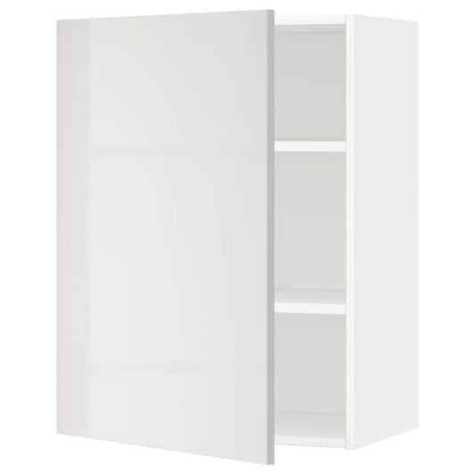 Ikea METOD - Wall cabinet with shelves, white/Ringhult light grey, 60x80 cm