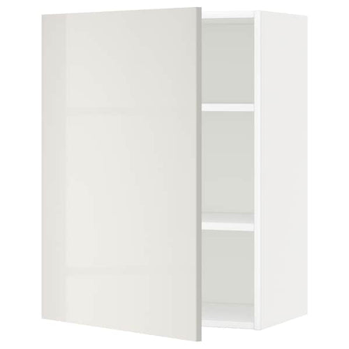 METOD - Wall cabinet with shelves, white/Ringhult light grey, 60x80 cm