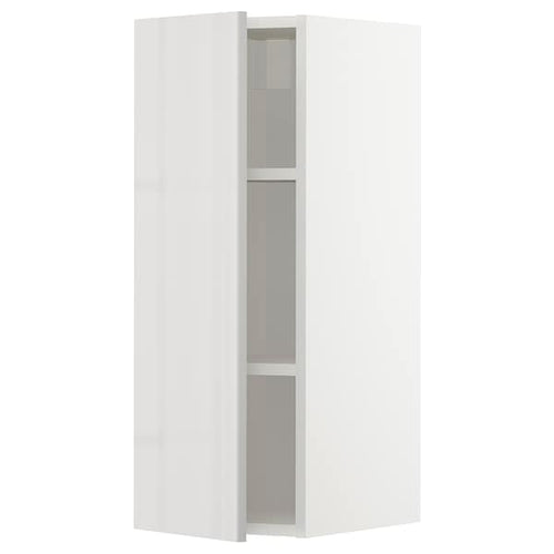 METOD wall cabinet with shelves, white/Ringhult light grey, 30x80 cm