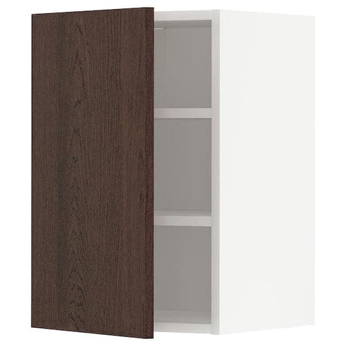 METOD - Wall cabinet with shelves, white/Sinarp brown, 40x60 cm