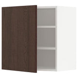 METOD wall cabinet with shelves, white/Sinarp brown, 60x60 cm