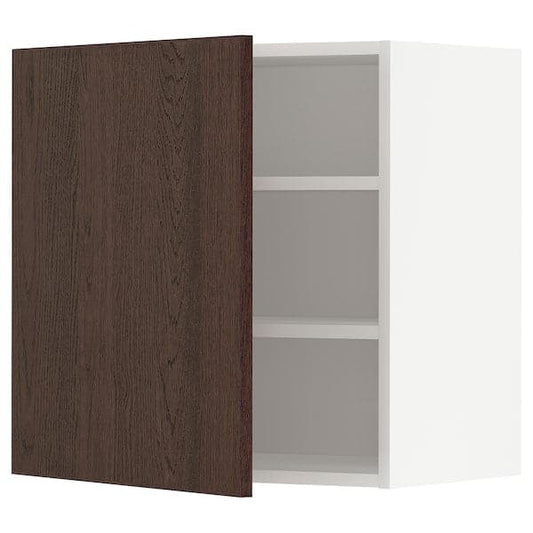 Ikea METOD - Wall cabinet with shelves, white/Sinarp brown , 60x60 cm