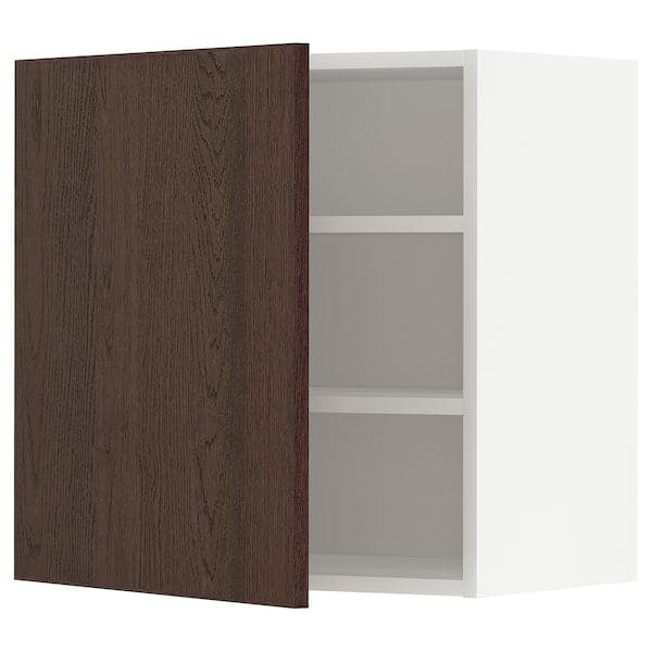 Ikea METOD - Wall cabinet with shelves, white/Sinarp brown , 60x60 cm