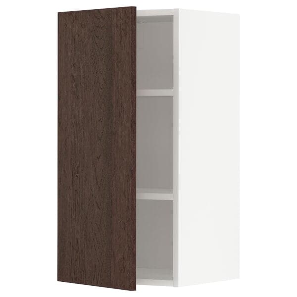 Ikea METOD - Wall cabinet with shelves, white/Sinarp brown, 40x80 cm